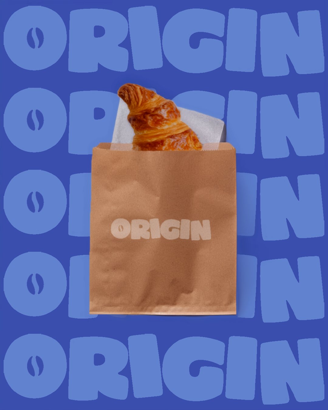 Origin Coffee branded croissant bag